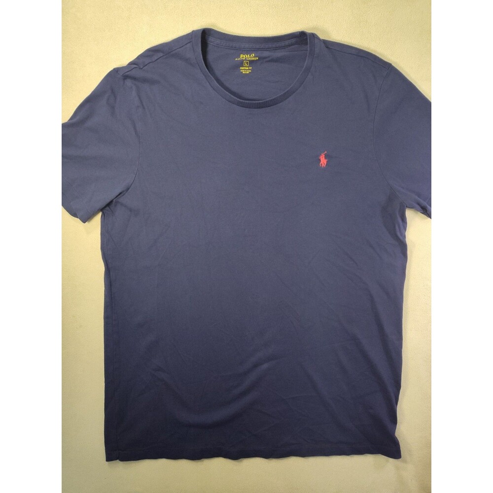 Polo Ralph Lauren Men's Custom Fit T-Shirt Blue w/Orange Pony, L